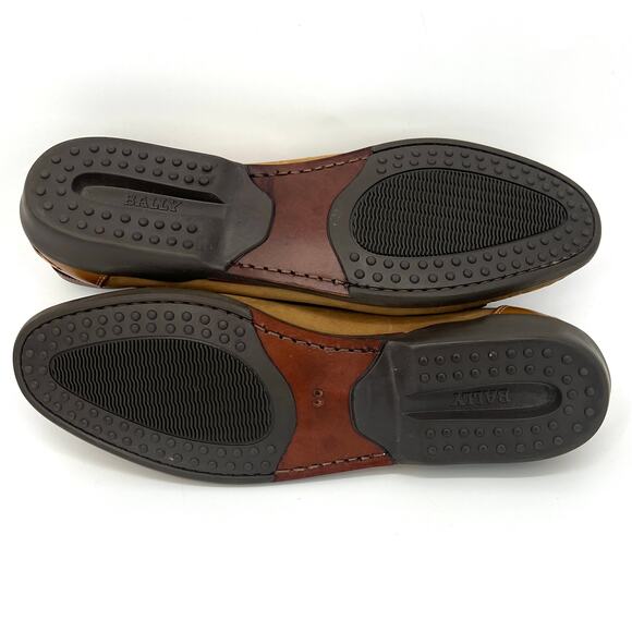 Bally Italy Mens Suede Leather Kilted Penny Loafers in Khaki Tan Size 11 - Picture 6 of 10